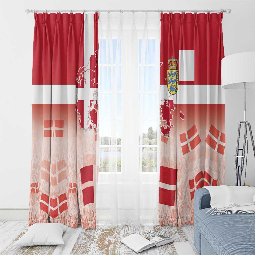 Danish National Flag Day Window Curtain Coat Of Arms With Map
