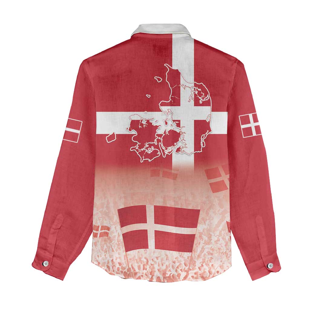 Danish National Flag Day Women Casual Shirt Coat Of Arms With Map