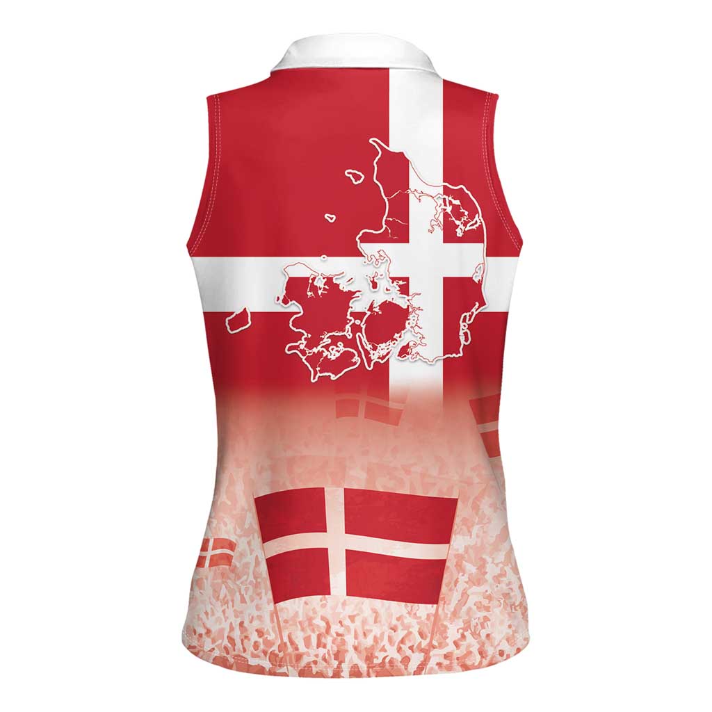 Danish National Flag Day Women Sleeveless Polo Shirt Coat Of Arms With Map