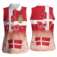 Danish National Flag Day Women Sleeveless Polo Shirt Coat Of Arms With Map