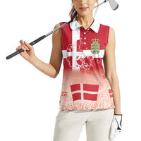 Danish National Flag Day Women Sleeveless Polo Shirt Coat Of Arms With Map