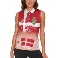 Danish National Flag Day Women Sleeveless Polo Shirt Coat Of Arms With Map