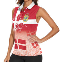 Danish National Flag Day Women Sleeveless Polo Shirt Coat Of Arms With Map