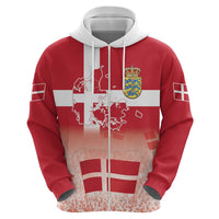 Danish National Flag Day Zip Hoodie Coat Of Arms With Map