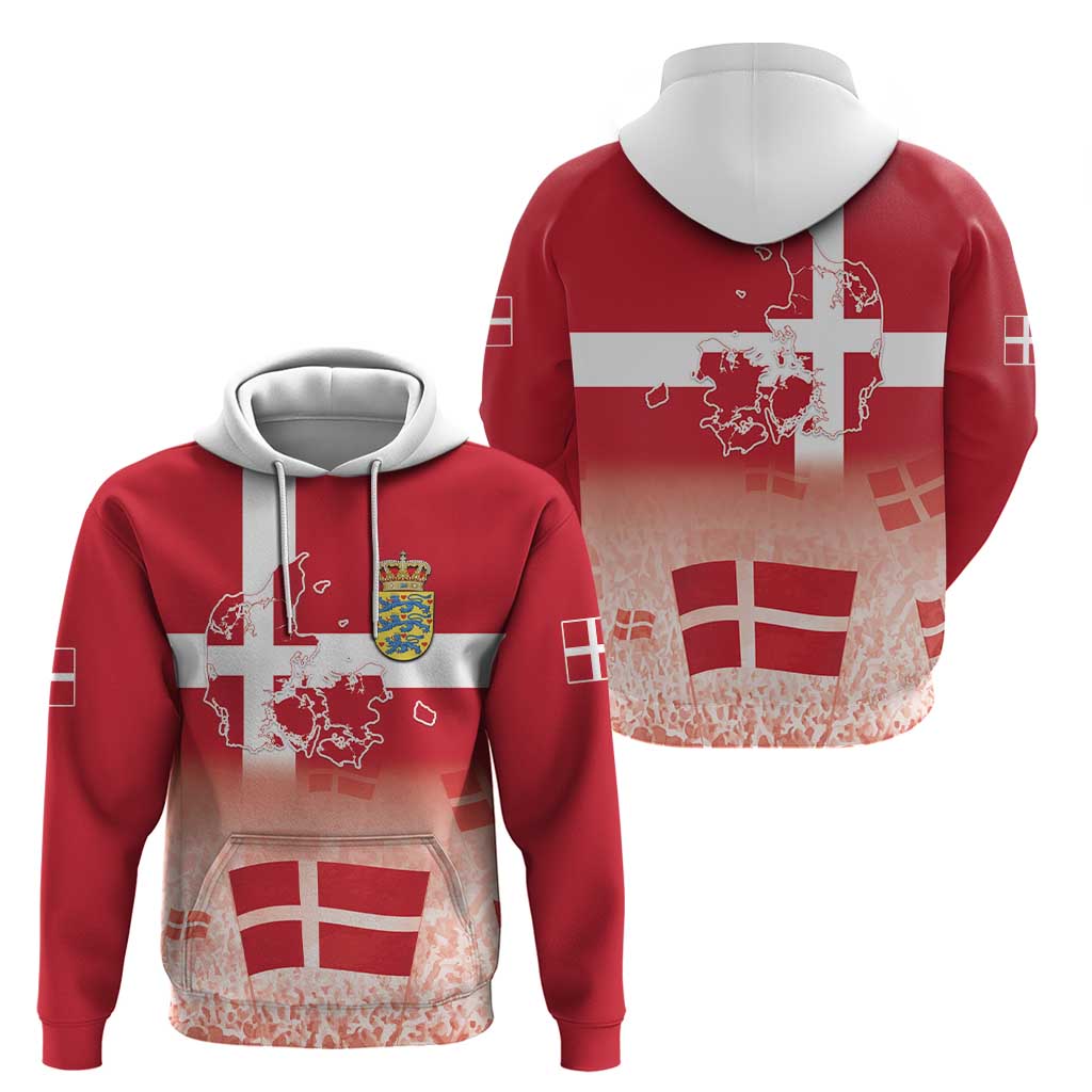 Danish National Flag Day Zip Hoodie Coat Of Arms With Map