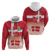 Danish National Flag Day Zip Hoodie Coat Of Arms With Map