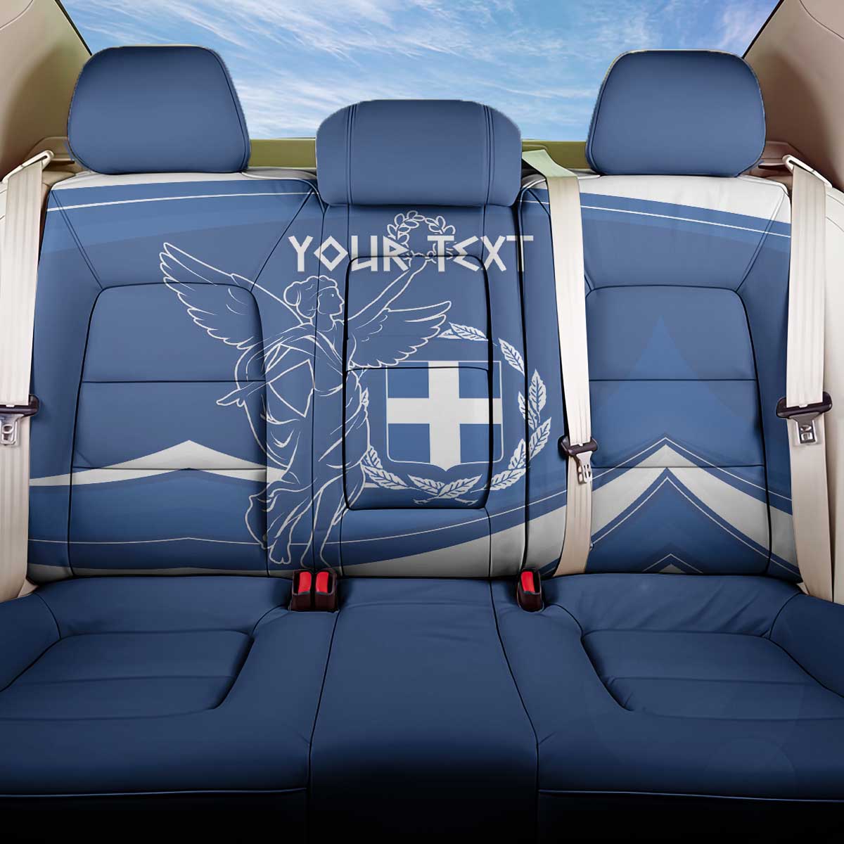 Personalized National Greek Flag Day Back Car Seat Cover Elliniki Dimokratia