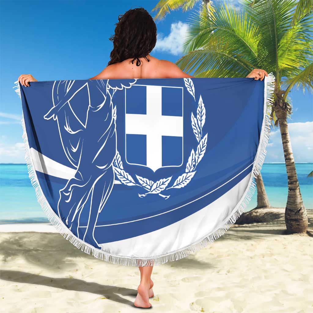 Personalized National Greek Flag Day Beach Blanket Elliniki Dimokratia