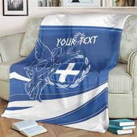 Personalized National Greek Flag Day Blanket Elliniki Dimokratia