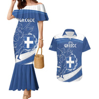 Personalized National Greek Flag Day Couples Matching Mermaid Dress and Hawaiian Shirt Elliniki Dimokratia
