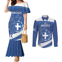 Personalized National Greek Flag Day Couples Matching Mermaid Dress and Long Sleeve Button Shirt Elliniki Dimokratia