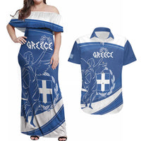 Personalized National Greek Flag Day Couples Matching Off Shoulder Maxi Dress and Hawaiian Shirt Elliniki Dimokratia