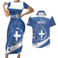 Personalized National Greek Flag Day Couples Matching Short Sleeve Bodycon Dress and Hawaiian Shirt Elliniki Dimokratia