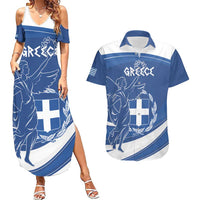 Personalized National Greek Flag Day Couples Matching Summer Maxi Dress and Hawaiian Shirt Elliniki Dimokratia