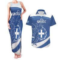 Personalized National Greek Flag Day Couples Matching Tank Maxi Dress and Hawaiian Shirt Elliniki Dimokratia