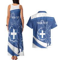 Personalized National Greek Flag Day Couples Matching Tank Maxi Dress and Hawaiian Shirt Elliniki Dimokratia
