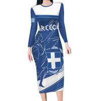 Personalized National Greek Flag Day Family Matching Long Sleeve Bodycon Dress and Hawaiian Shirt Elliniki Dimokratia