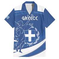 Personalized National Greek Flag Day Family Matching Off The Shoulder Long Sleeve Dress and Hawaiian Shirt Elliniki Dimokratia