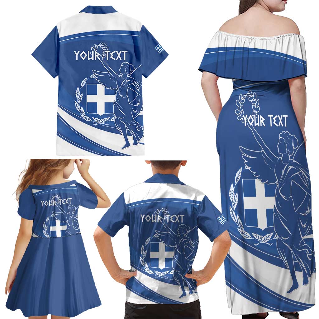 Personalized National Greek Flag Day Family Matching Off Shoulder Maxi Dress and Hawaiian Shirt Elliniki Dimokratia