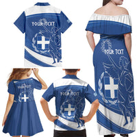 Personalized National Greek Flag Day Family Matching Off Shoulder Maxi Dress and Hawaiian Shirt Elliniki Dimokratia