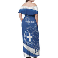 Personalized National Greek Flag Day Family Matching Off Shoulder Maxi Dress and Hawaiian Shirt Elliniki Dimokratia