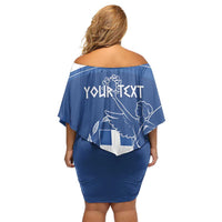 Personalized National Greek Flag Day Family Matching Off Shoulder Short Dress and Hawaiian Shirt Elliniki Dimokratia