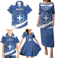 Personalized National Greek Flag Day Family Matching Puletasi and Hawaiian Shirt Elliniki Dimokratia
