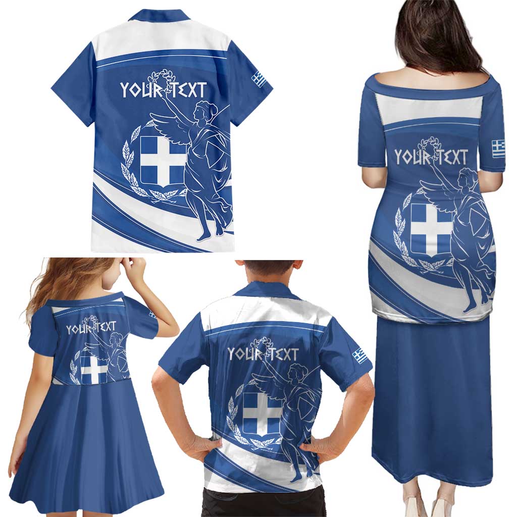 Personalized National Greek Flag Day Family Matching Puletasi and Hawaiian Shirt Elliniki Dimokratia