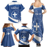 Personalized National Greek Flag Day Family Matching Summer Maxi Dress and Hawaiian Shirt Elliniki Dimokratia