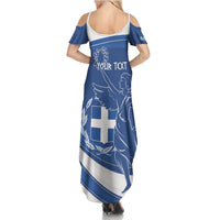 Personalized National Greek Flag Day Family Matching Summer Maxi Dress and Hawaiian Shirt Elliniki Dimokratia
