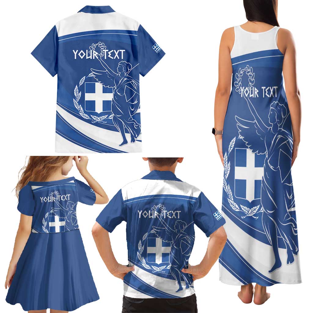 Personalized National Greek Flag Day Family Matching Tank Maxi Dress and Hawaiian Shirt Elliniki Dimokratia
