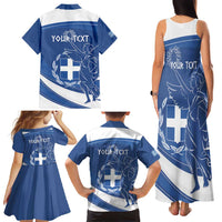Personalized National Greek Flag Day Family Matching Tank Maxi Dress and Hawaiian Shirt Elliniki Dimokratia