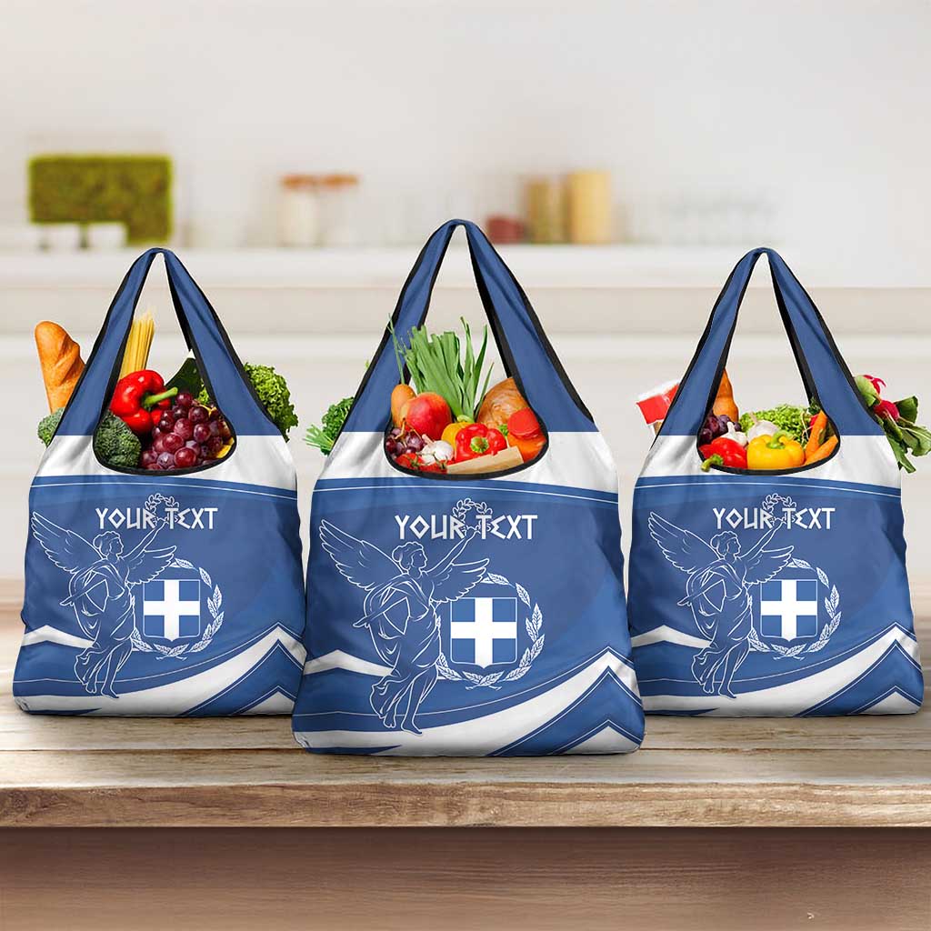 Personalized National Greek Flag Day Grocery Bag Elliniki Dimokratia
