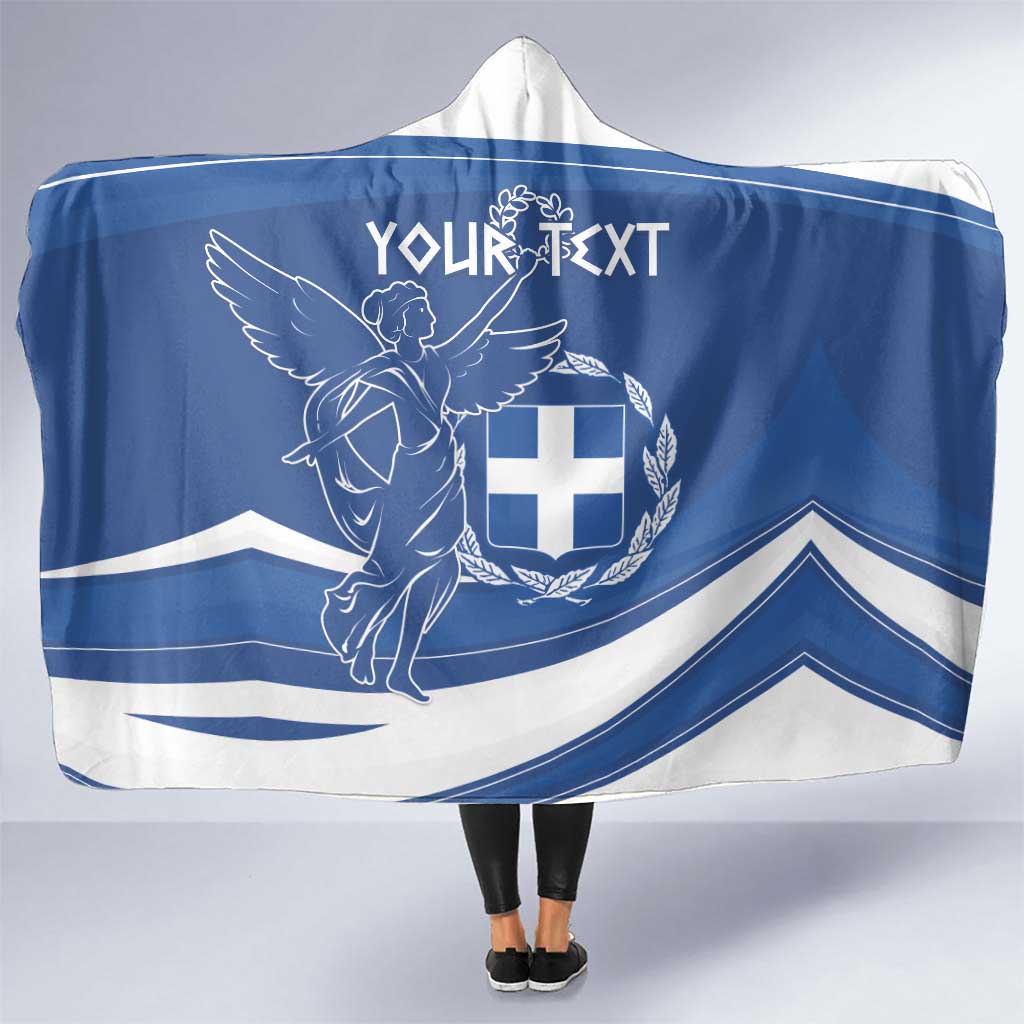 Personalized National Greek Flag Day Hooded Blanket Elliniki Dimokratia