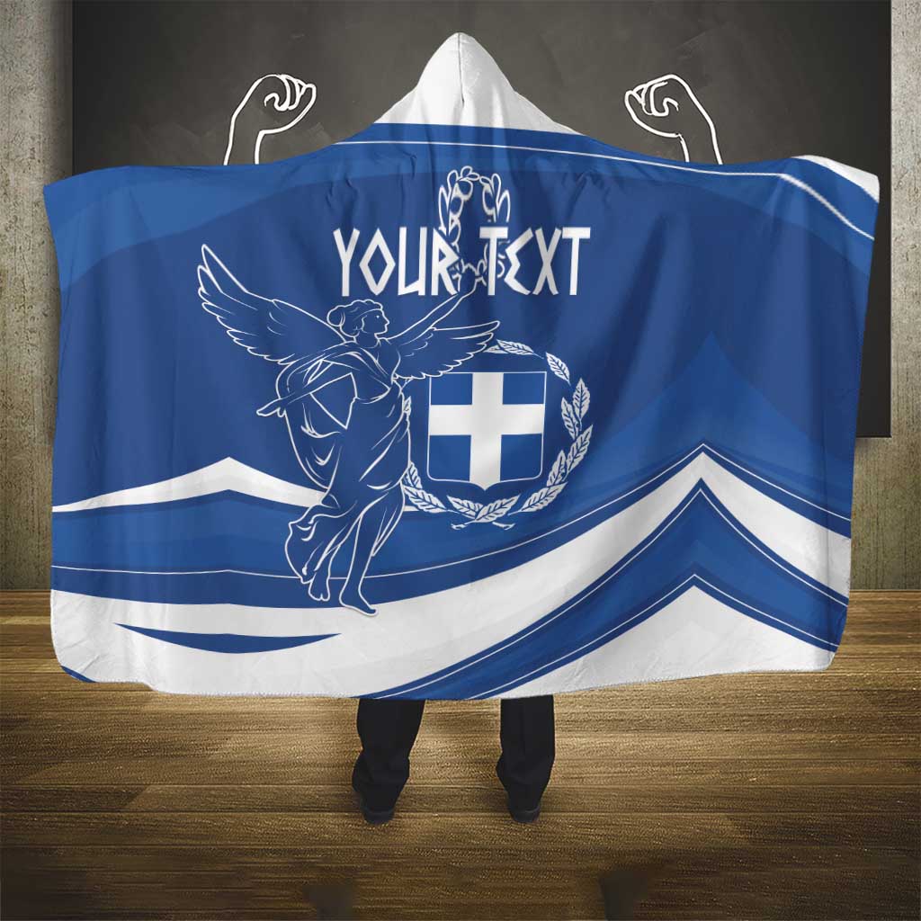 Personalized National Greek Flag Day Hooded Blanket Elliniki Dimokratia