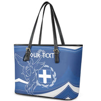 Personalized National Greek Flag Day Leather Tote Bag Elliniki Dimokratia