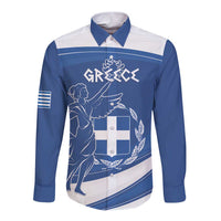 Personalized National Greek Flag Day Long Sleeve Button Shirt Elliniki Dimokratia