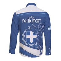 Personalized National Greek Flag Day Long Sleeve Button Shirt Elliniki Dimokratia