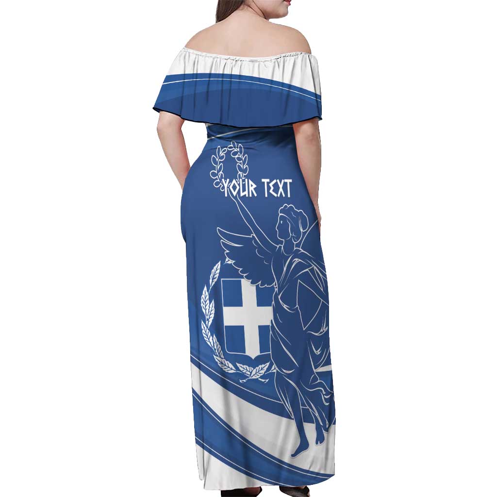 Personalized National Greek Flag Day Off Shoulder Maxi Dress Elliniki Dimokratia