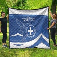 Personalized National Greek Flag Day Quilt Elliniki Dimokratia