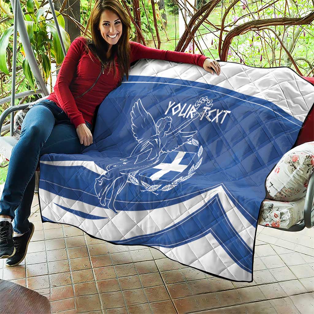 Personalized National Greek Flag Day Quilt Elliniki Dimokratia