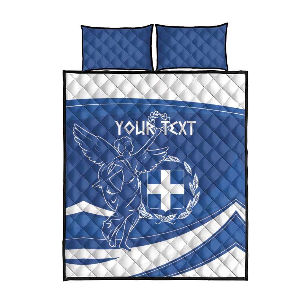Personalized National Greek Flag Day Quilt Bed Set Elliniki Dimokratia