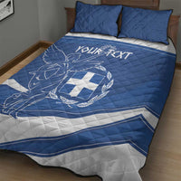 Personalized National Greek Flag Day Quilt Bed Set Elliniki Dimokratia