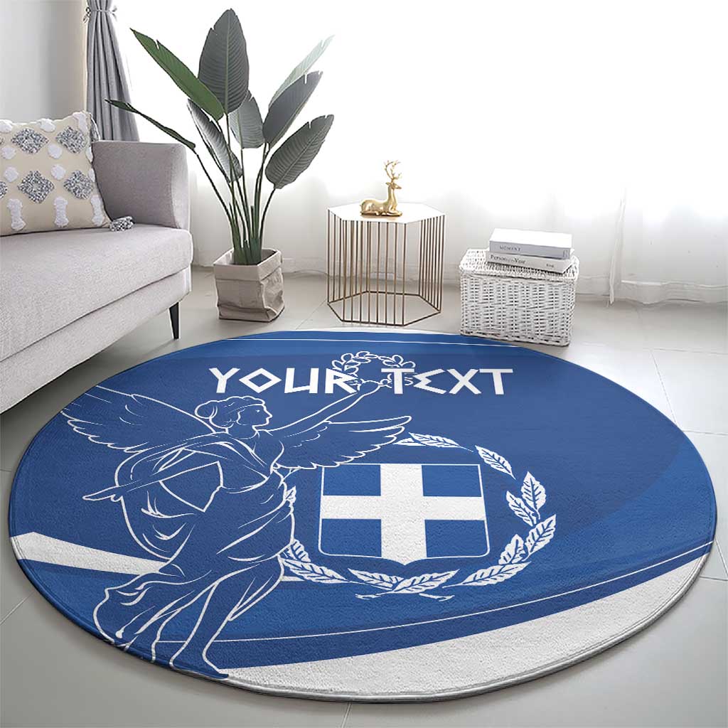 Personalized National Greek Flag Day Round Carpet Elliniki Dimokratia