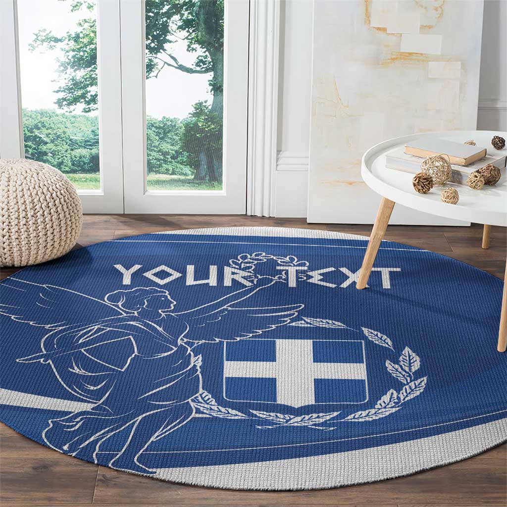Personalized National Greek Flag Day Round Carpet Elliniki Dimokratia