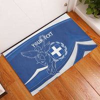 Personalized National Greek Flag Day Rubber Doormat Elliniki Dimokratia