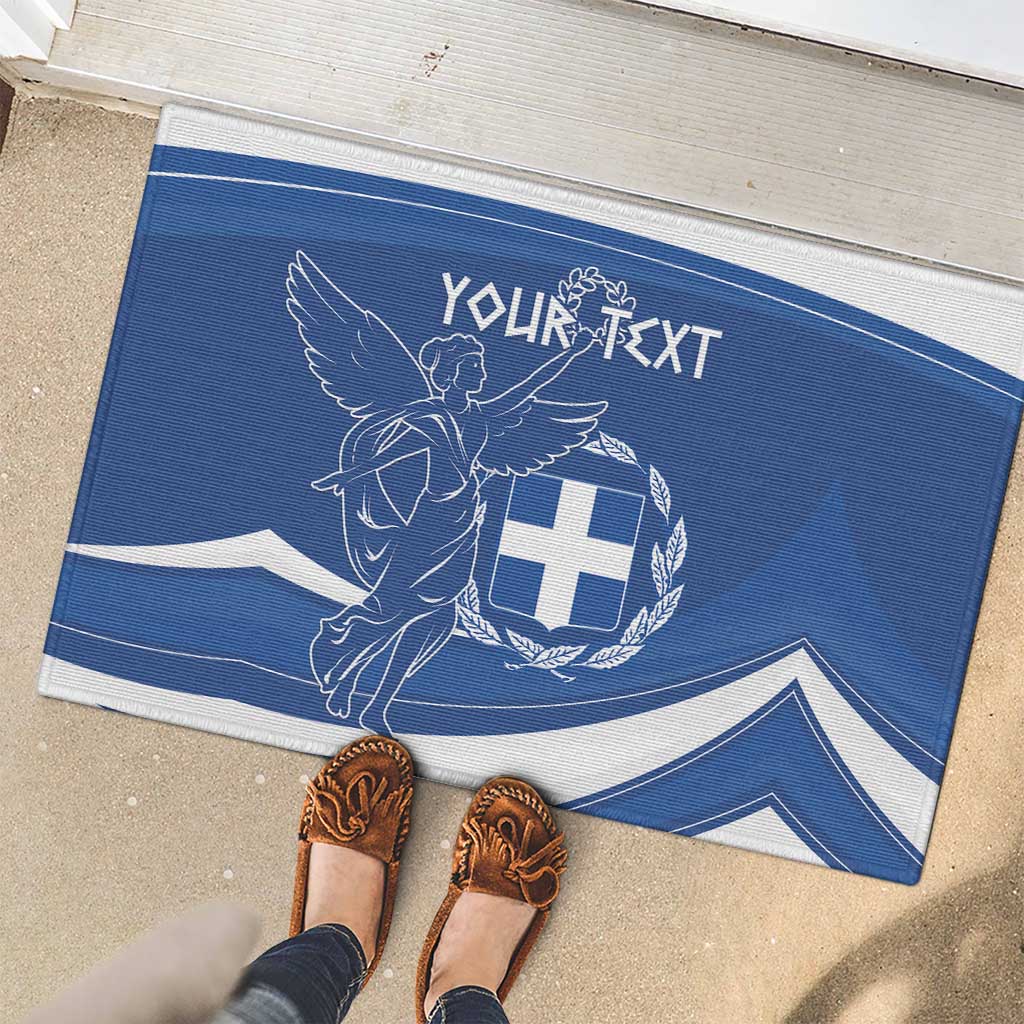 Personalized National Greek Flag Day Rubber Doormat Elliniki Dimokratia