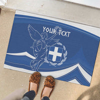 Personalized National Greek Flag Day Rubber Doormat Elliniki Dimokratia