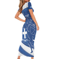 Personalized National Greek Flag Day Short Sleeve Bodycon Dress Elliniki Dimokratia
