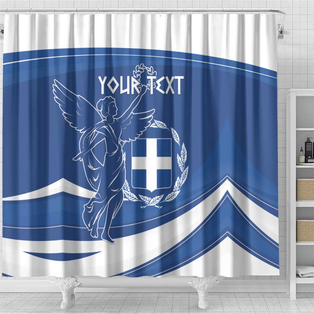 Personalized National Greek Flag Day Shower Curtain Elliniki Dimokratia